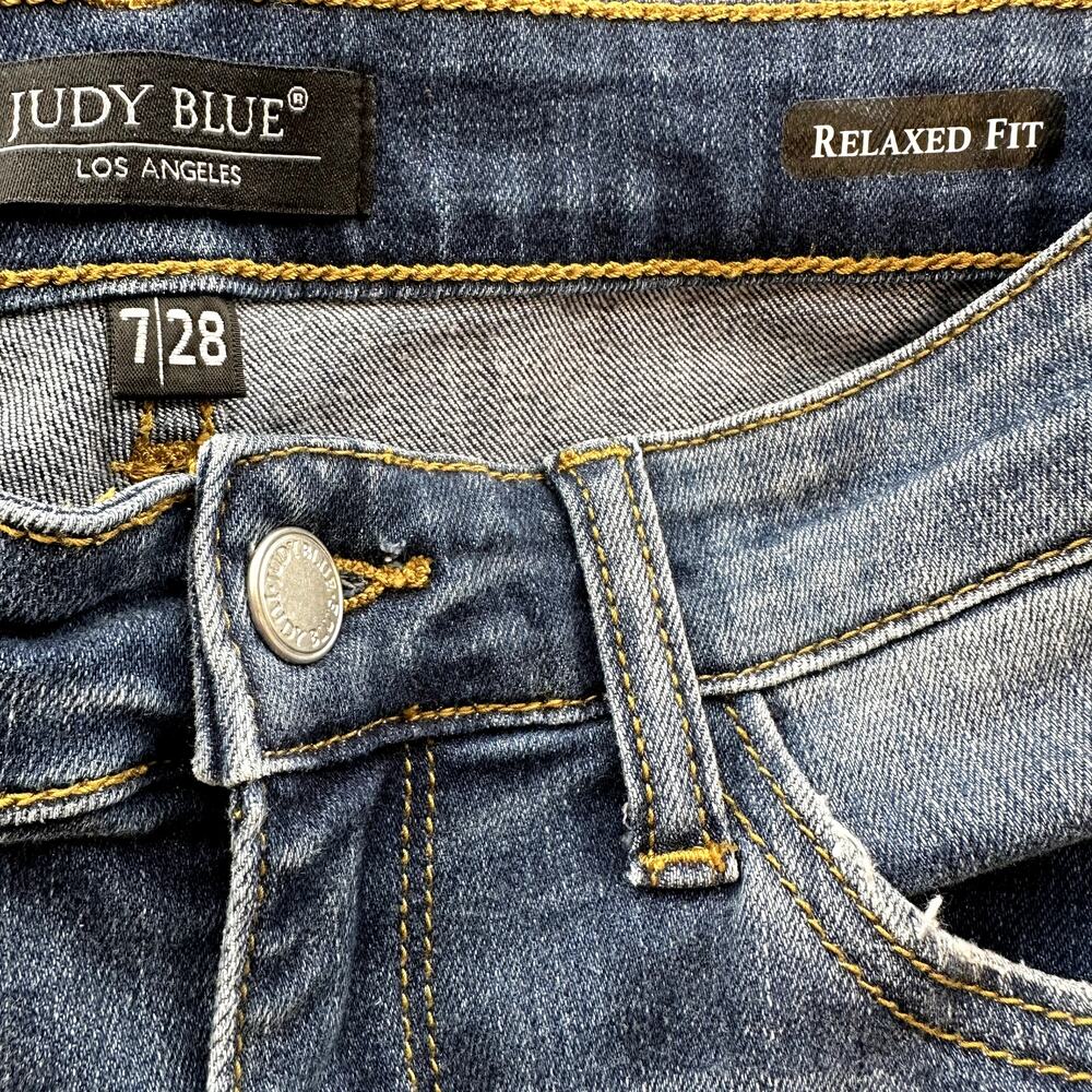 Judy Blue Adelene Girlfriend Jeans Relaxed Fit Straight Dark Wash Denim 28x27 - Picture 3 of 5